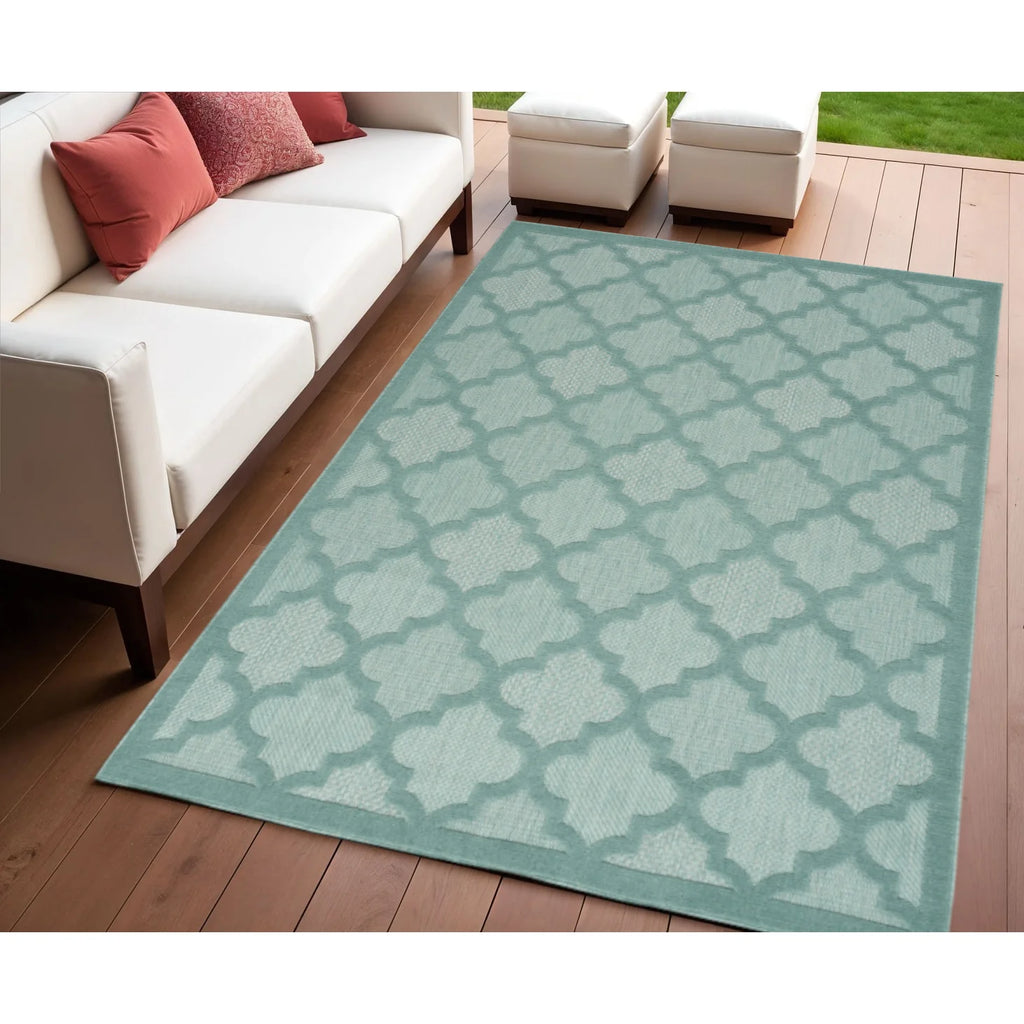 HMS 4' X 6' Aqua Indoor/Outdoor Area Rug