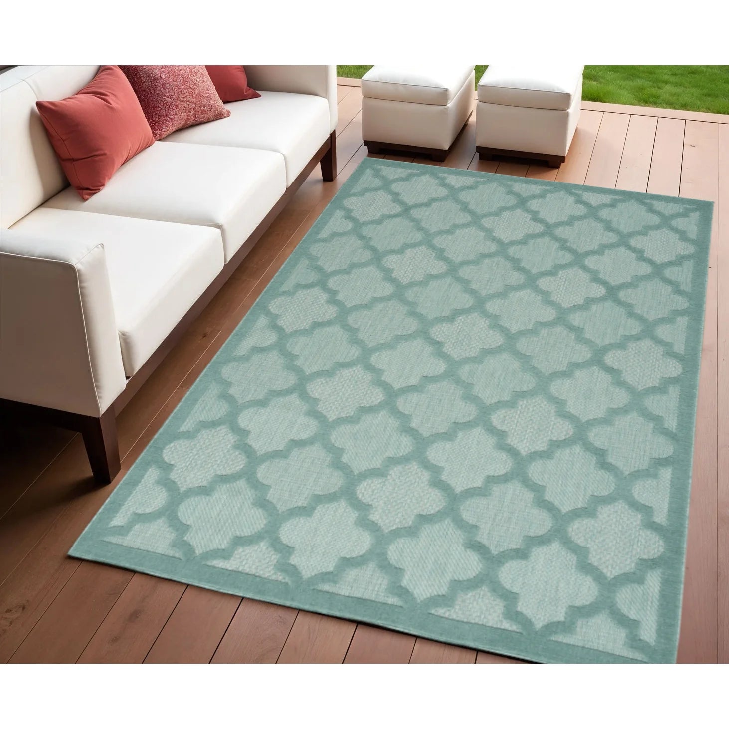 HMS 4' X 6' Aqua Indoor/Outdoor Area Rug