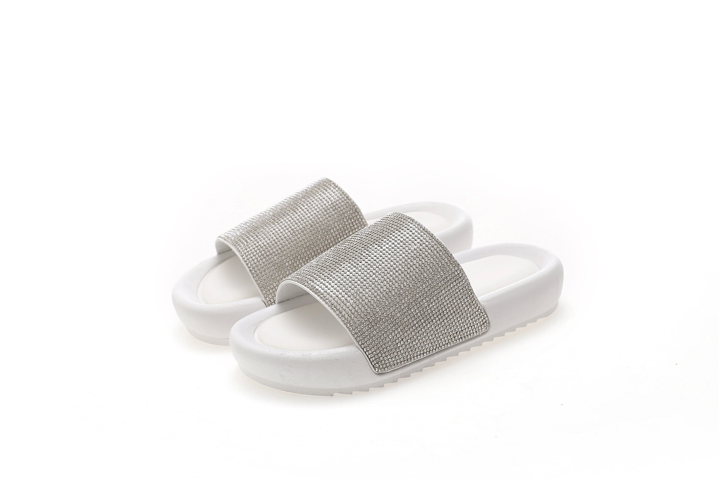 Customize Outdoor Bling Decoration Flat Women Sandals Outdoor Slides Slippers for Ladies Women Flat Sandals