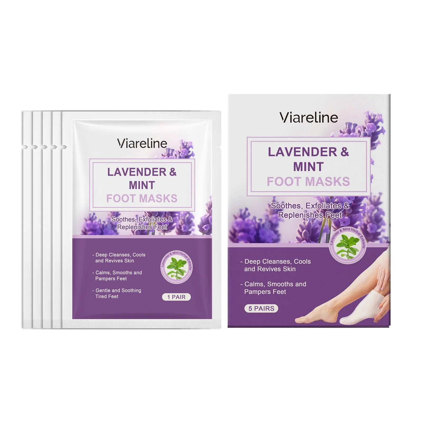 Viareline Lavender Foot Mask Daily Moisturizing and Soothing Smoothly Relieves Foot Discomfort Foot Skin Care