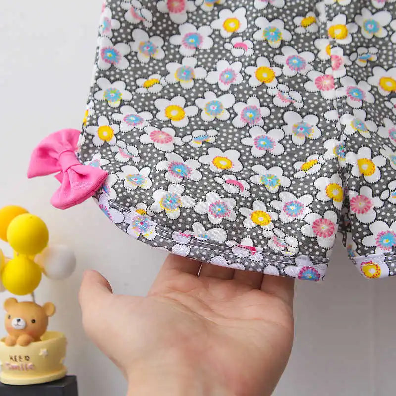 Nueva moda de verano, ropa para niñas, chaleco bonito de dibujos animados, pantalones cortos, 2 unids/set, traje deportivo para niños, trajes, chándales para niños