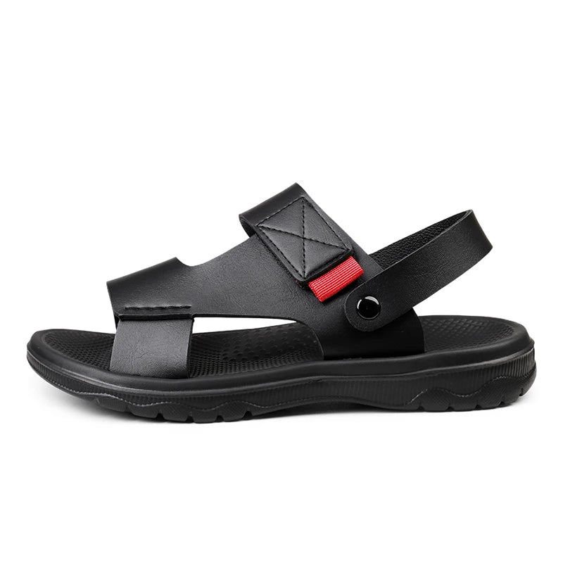 New High Quality Leather Open Elegant Men's Sandals Big Size 47 Classic Leather Shoes Summer Flat Hot Sale Business Dubai Market