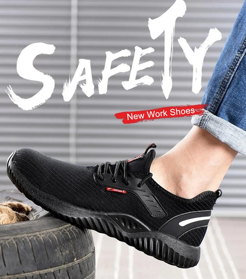 Zapatos de seguridad para el trabajo, antigolpes, con punta de acero, a prueba de perforaciones, zapatillas ligeras y transpirables, botas para hombres y mujeres, luz de aire