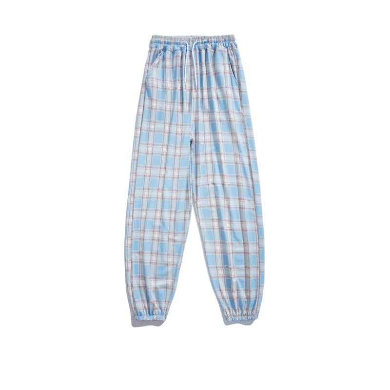 Pantalones Mujer nuevo montón de pies moda suelta negro a cuadros verano Harajuku estudiantes ropa de calle Harem pantalones largos mujer Chic