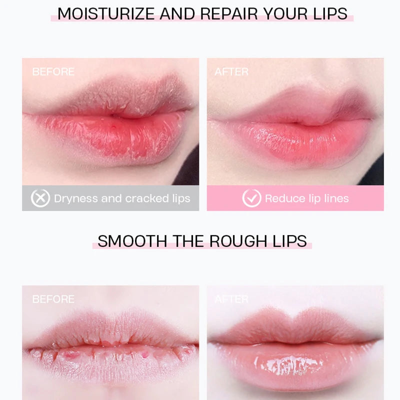 LAIKOU-mascarilla de suero labial de flor de cerezo, reparación de exfoliación de grietas secas, Reduce las líneas finas de los labios, esencia hidratante, cuidado de belleza Sakura, 8g