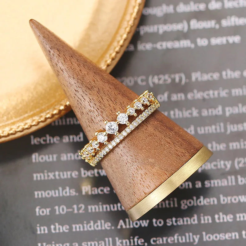 F1284 Diamond Ring 18K Solid Gold Round Brilliant Cut Natural Diamonds Women's Engagement Ring with Side Stones G Color