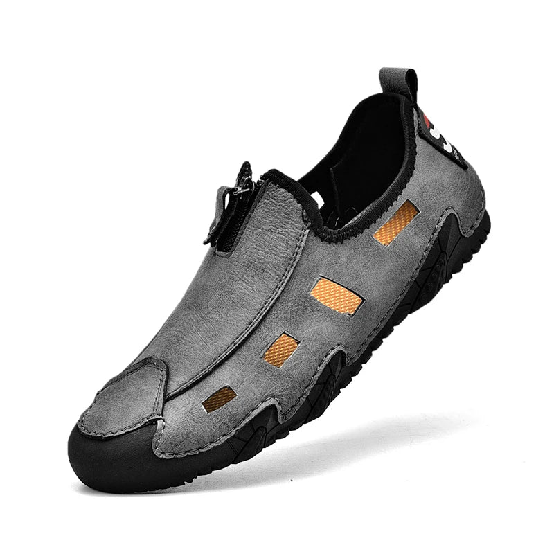 2022 Men's Outdoor Hiking Trekking Beach Hollow Leather Leisure Other Sandals Flat Sandals