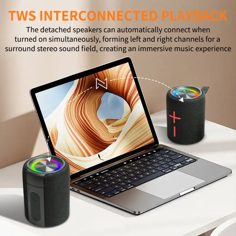 S1M1 Detachable Magnetic BT5.3 Speaker 3D Stereo Bass Portable Speaker IPX6 Waterproof TWS Boombox Colorful Lights Dual Speaker