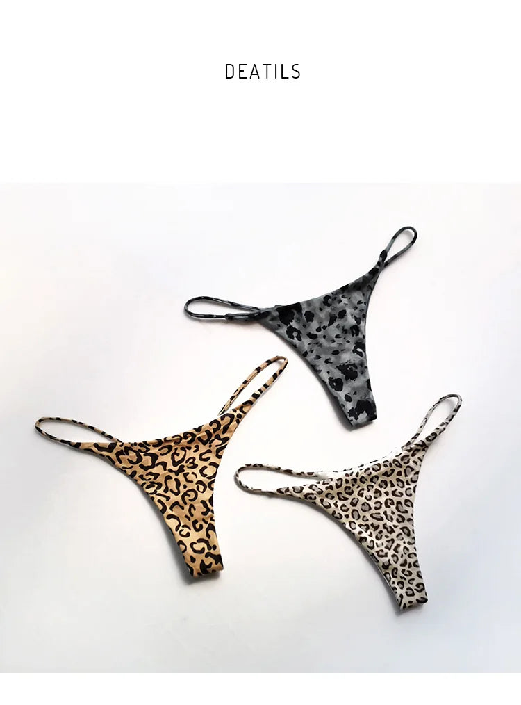 Bragas de algodón con estampado de leopardo para mujer, bragas sexis, Tanga de cintura baja, Bikini con espalda en T, ropa interior sin costuras, lencería femenina, talla S-XXL