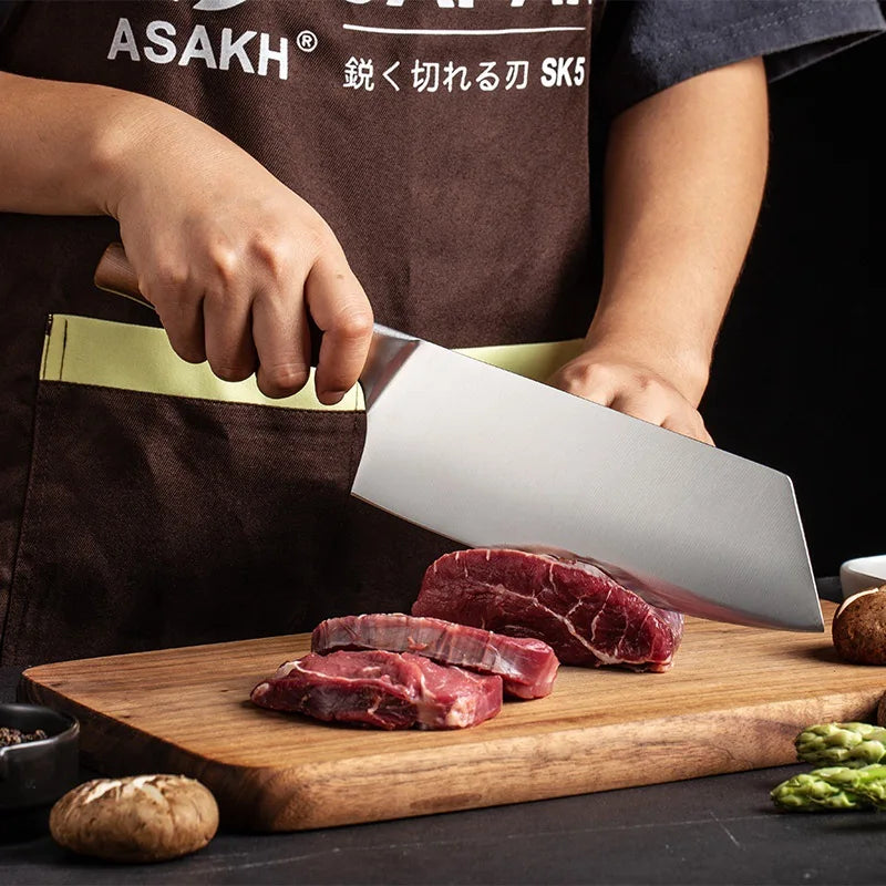 Juego de cuchillos de cocina de acero inoxidable, cuchillo para cortar carne, pescado, verduras, cuchillo de carnicero, cuchillo de Chef japonés con caja de regalo
