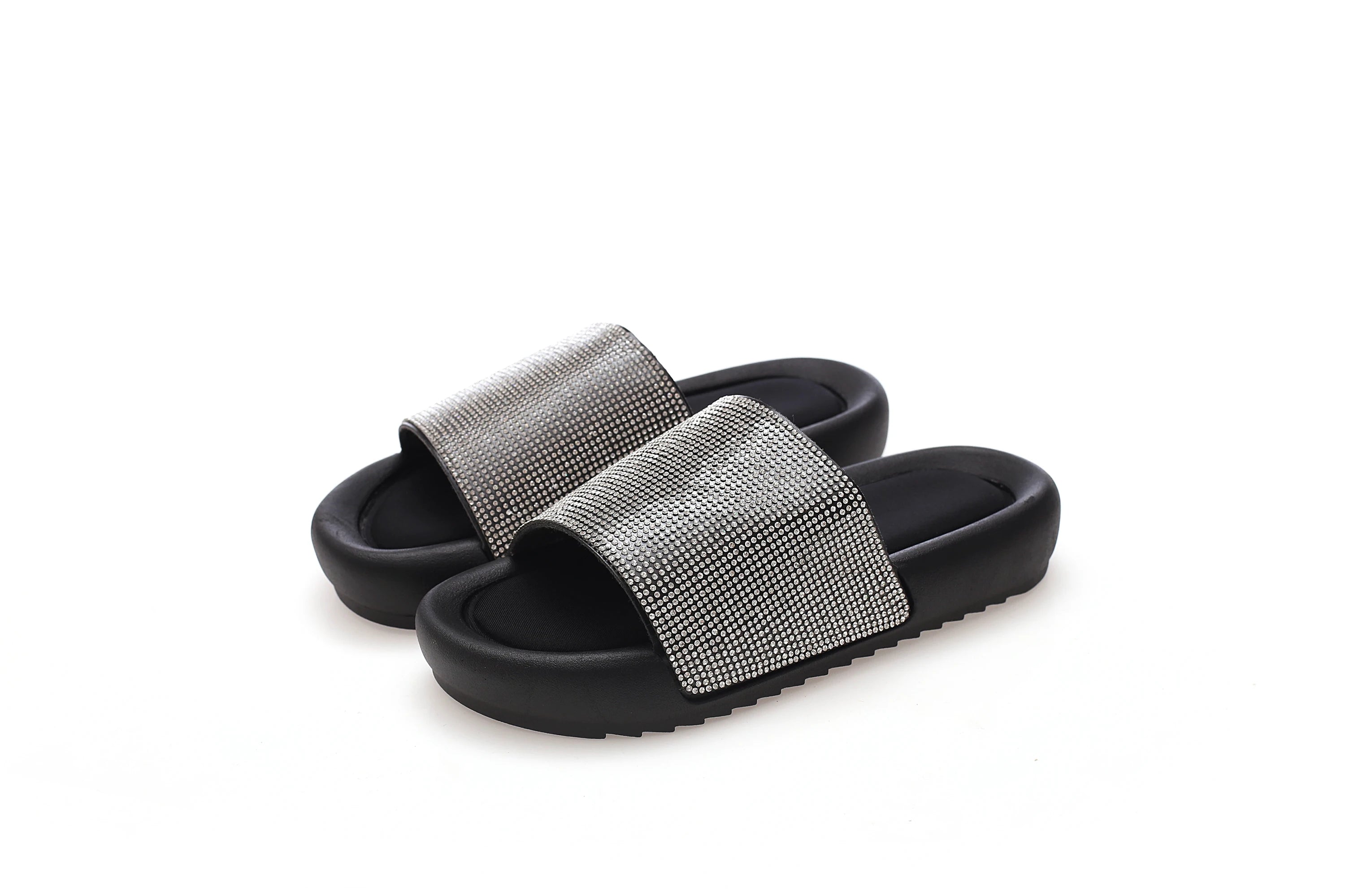 Customize Outdoor Bling Decoration Flat Women Sandals Outdoor Slides Slippers for Ladies Women Flat Sandals