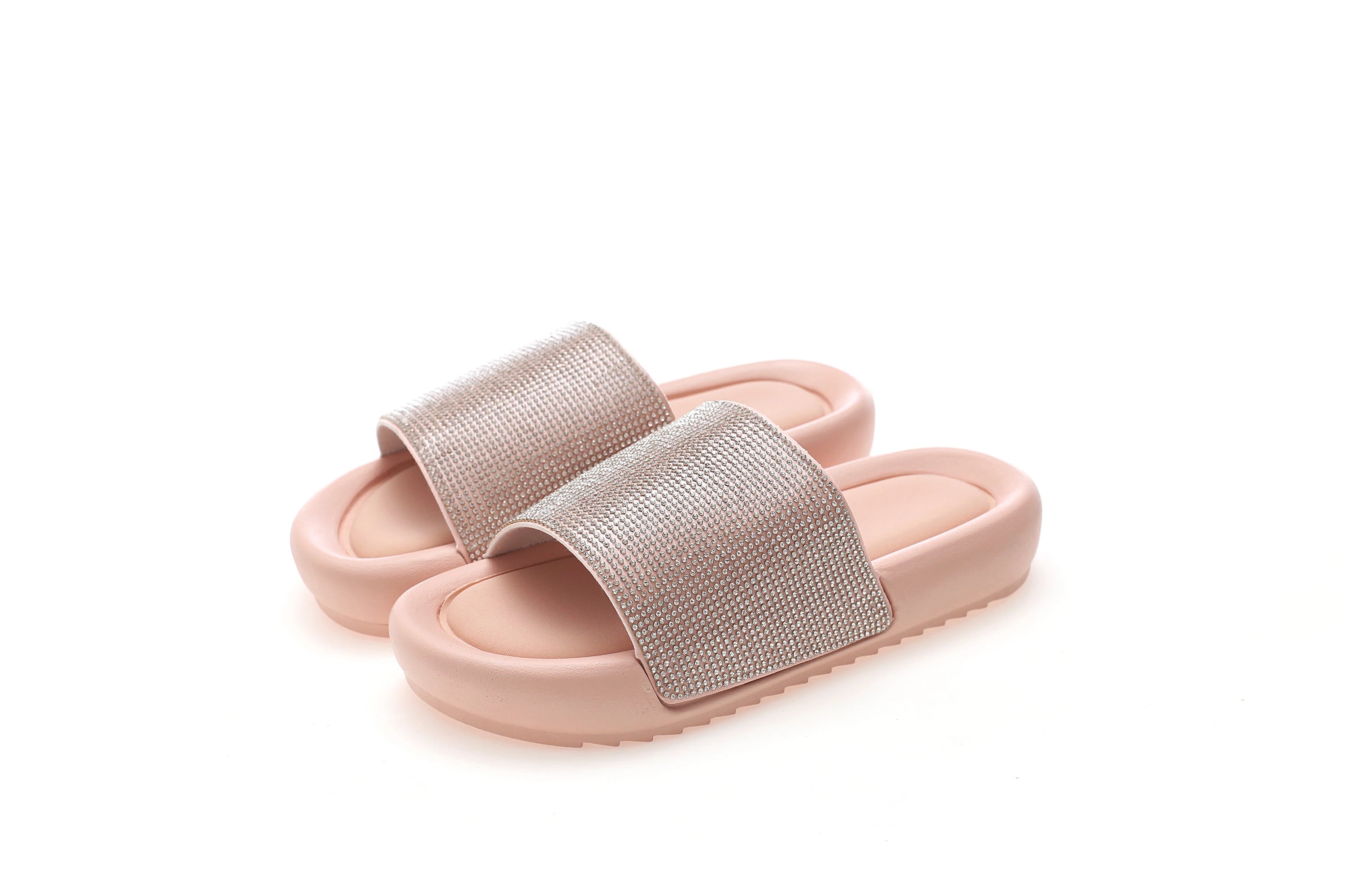 Customize Outdoor Bling Decoration Flat Women Sandals Outdoor Slides Slippers for Ladies Women Flat Sandals
