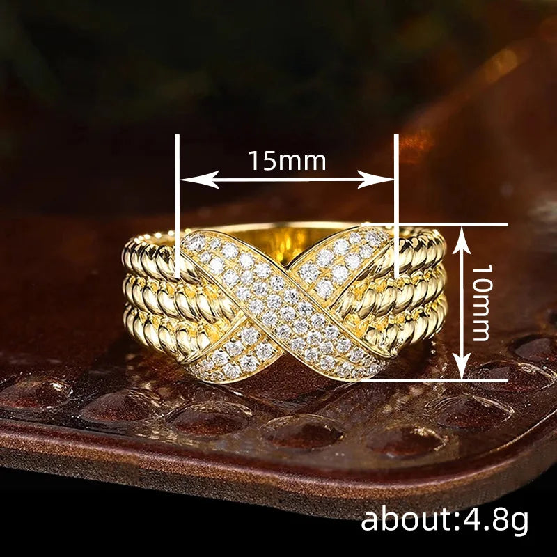 Luxury Women's Yellow Gold Diamond Ring Round Brilliant Cut Natural G Color Engagement Jewelry T0741