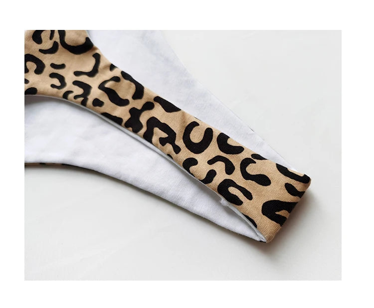 Bragas de algodón con estampado de leopardo para mujer, bragas sexis, Tanga de cintura baja, Bikini con espalda en T, ropa interior sin costuras, lencería femenina, talla S-XXL