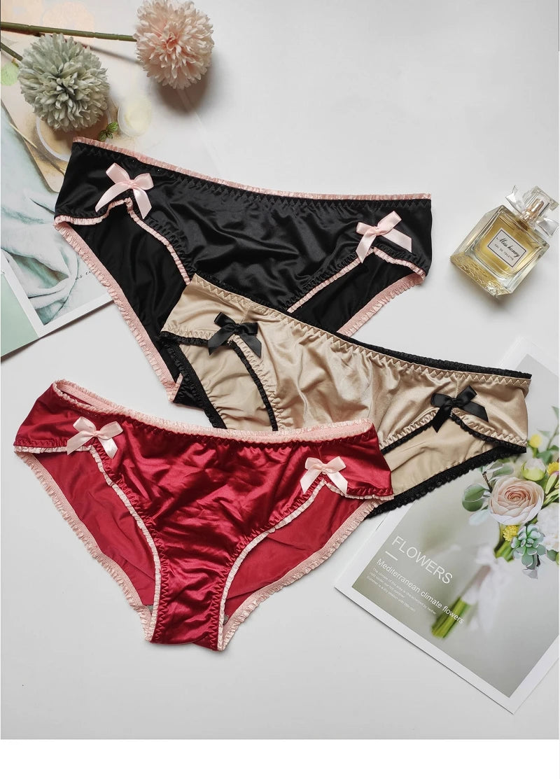 Bragas para mujer, lencería con lazo de encaje, ropa interior femenina, calzoncillos informales para mujer, calzoncillos sin costuras para mujer, cintura baja