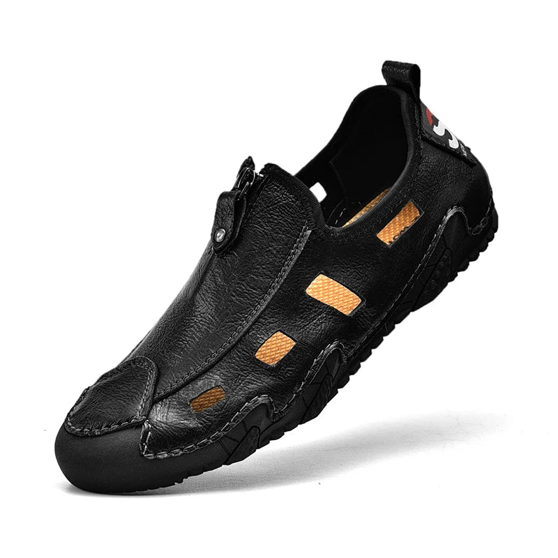 2022 Men's Outdoor Hiking Trekking Beach Hollow Leather Leisure Other Sandals Flat Sandals