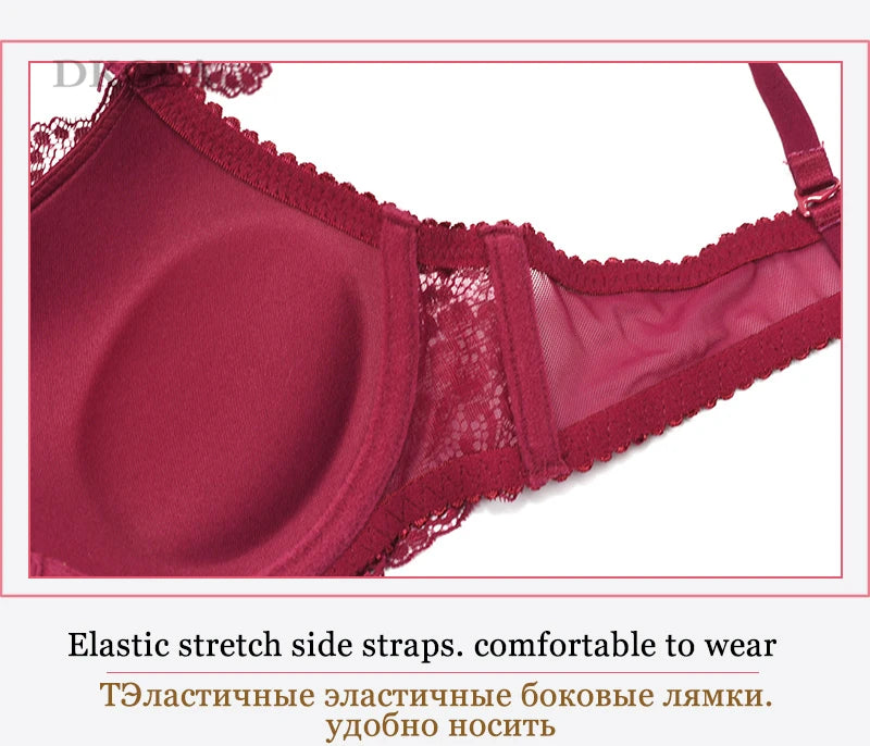 Sujetador de realce con escote en V profundo para mujer, conjunto de ropa interior Sexy, Copa gruesa de encaje, lencería cómoda de marca de alta calidad