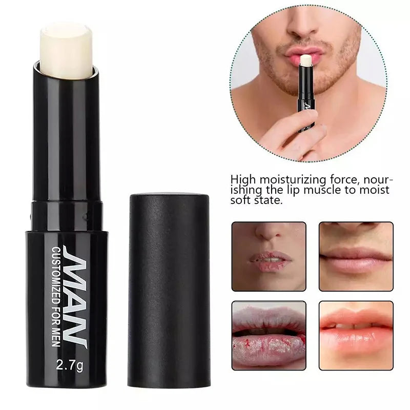 Bálsamo labial para hombre, hidratación de humedad de larga duración, aclara las líneas de los labios, lápiz labial antiseco, cosméticos para hombres, productos para el cuidado de la piel