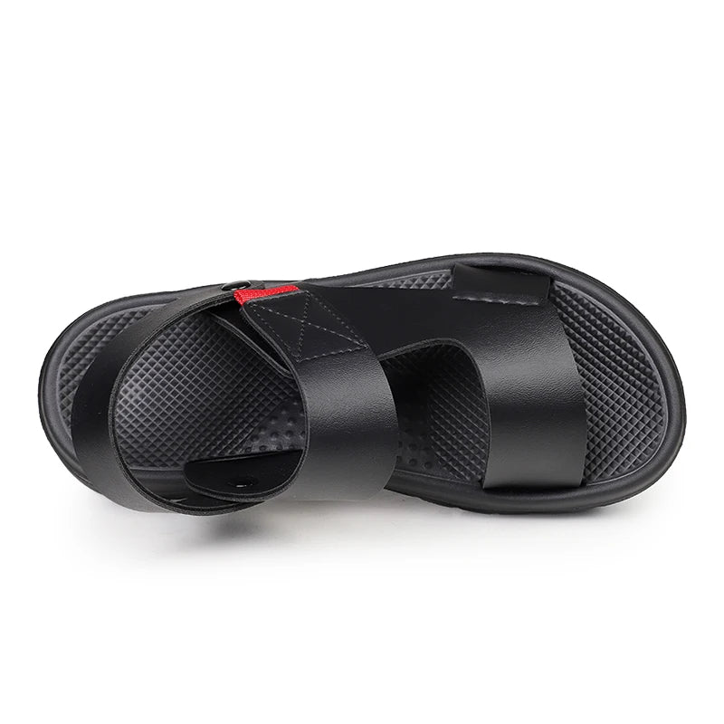 New High Quality Leather Open Elegant Men's Sandals Big Size 47 Classic Leather Shoes Summer Flat Hot Sale Business Dubai Market