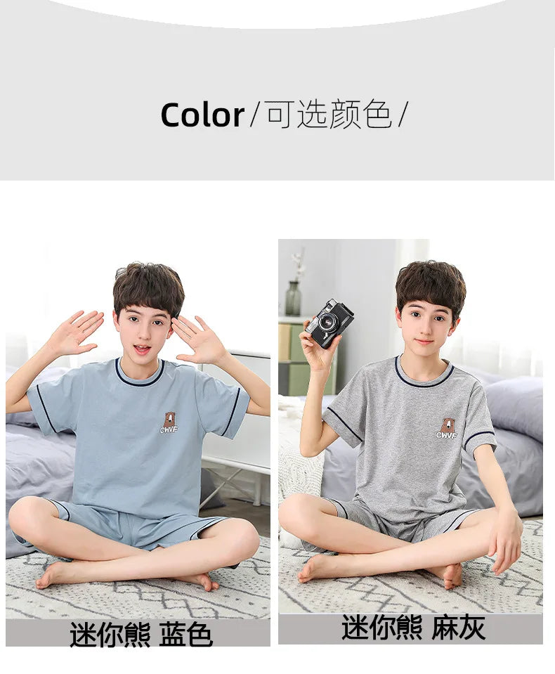 Pijamas de manga corta para adolescentes, 100% algodón, para niños grandes conjuntos de ropa, pijamas para niños, pijamas para niñas de 10, 12, 14 y 16 años