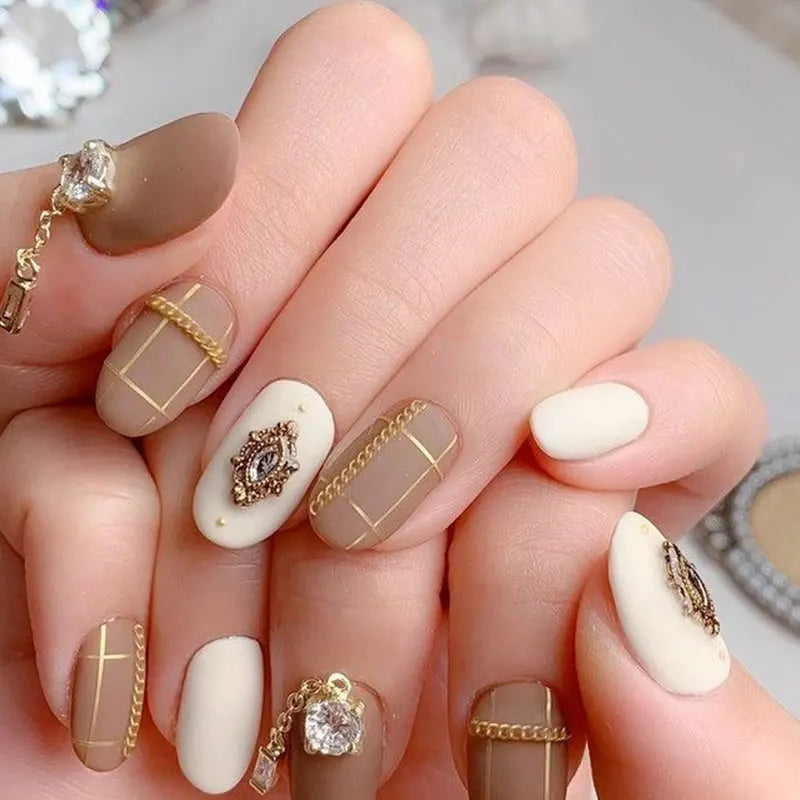 Misscheering-cadena de uñas de estilo mixto, 12 rejillas, joyería para decoración artística DIY, accesorios de uñas de Metal a la moda para diseño de manicura