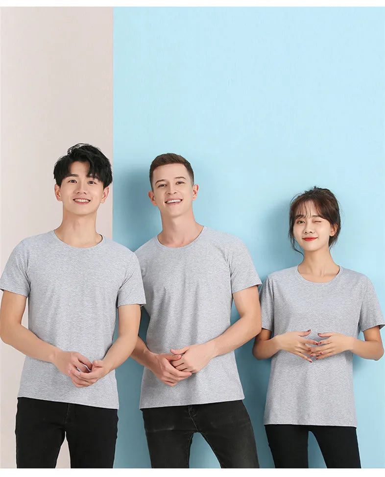 Camiseta de Hombre 2026, Nueva, 100% Algodón, Color Puro, Cuello Redondo, Manga Corta, para Hombre