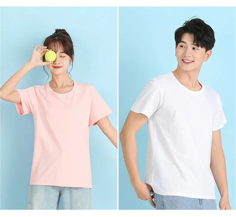 Camiseta de Hombre 2026, Nueva, 100% Algodón, Color Puro, Cuello Redondo, Manga Corta, para Hombre