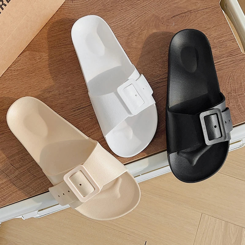 New Outing slippers for Women New Styles 2025 Low Price Big Size 43 Buckle Design Young Slide Sandals for Girls Brand Famous Oem