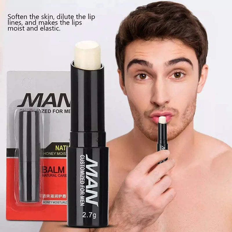 Bálsamo labial para hombre, hidratación de humedad de larga duración, aclara las líneas de los labios, lápiz labial antiseco, cosméticos para hombres, productos para el cuidado de la piel