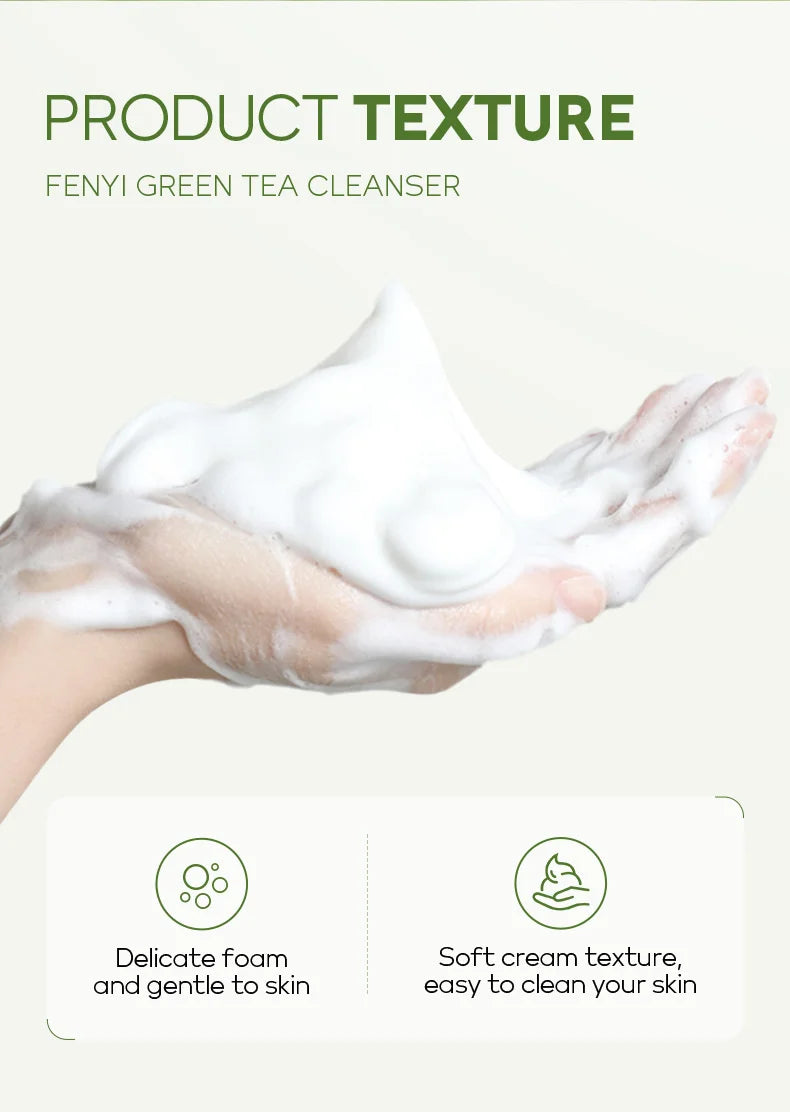 Limpiador Facial de té verde, 50g, plantas naturales, limpieza profunda, Control de aceite, hidratante, ilumina, suaviza la piel, espuma densa, cuidado de la piel