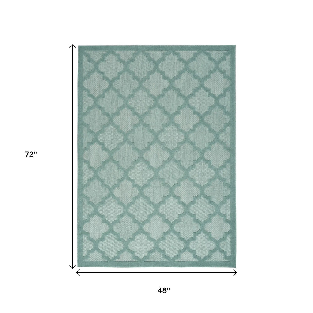 HMS 4' X 6' Aqua Indoor/Outdoor Area Rug