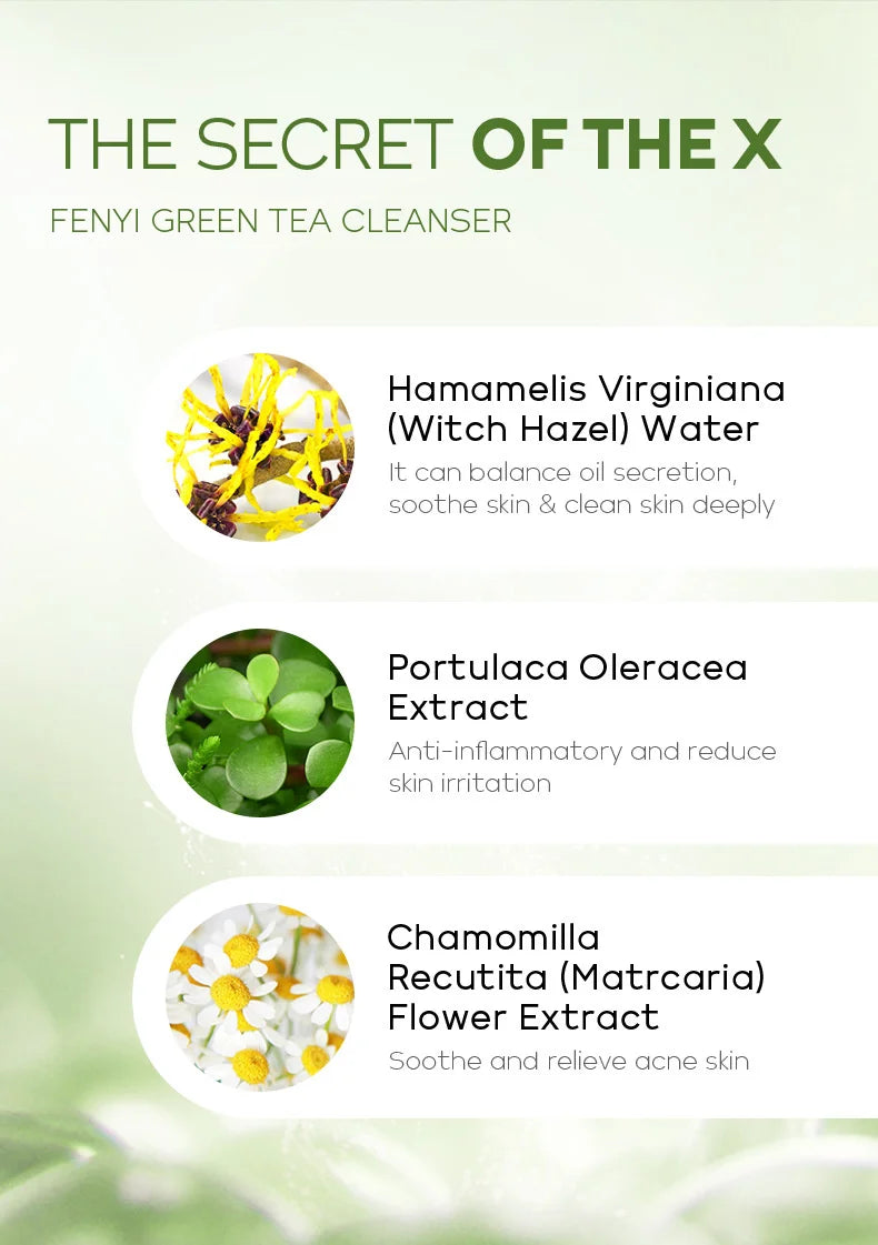Limpiador Facial de té verde, 50g, plantas naturales, limpieza profunda, Control de aceite, hidratante, ilumina, suaviza la piel, espuma densa, cuidado de la piel