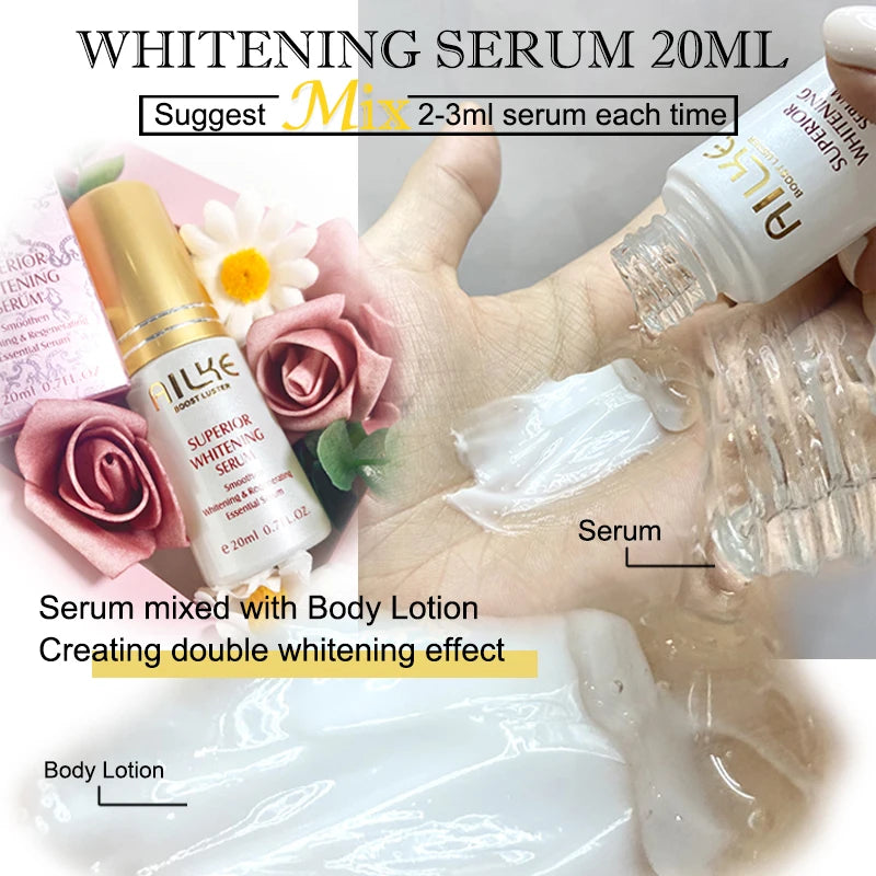 AILKE blanqueamiento eliminar manchas negras loción para el cuidado de la piel Facial crema hidratante glutatión corporal vitamina C piel negra cara nuevo conjunto