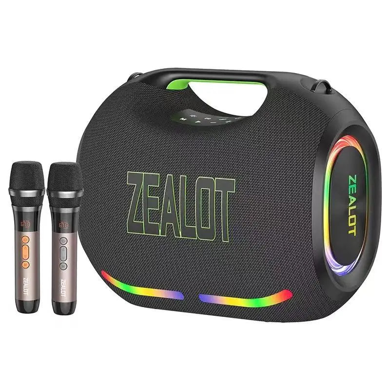 ZEALOT ZE21 250W Portable Speaker with 2 Wireless Microphones, RGB Lights & EQ, Supports TWS/TF/USB/AUX for Home Party
