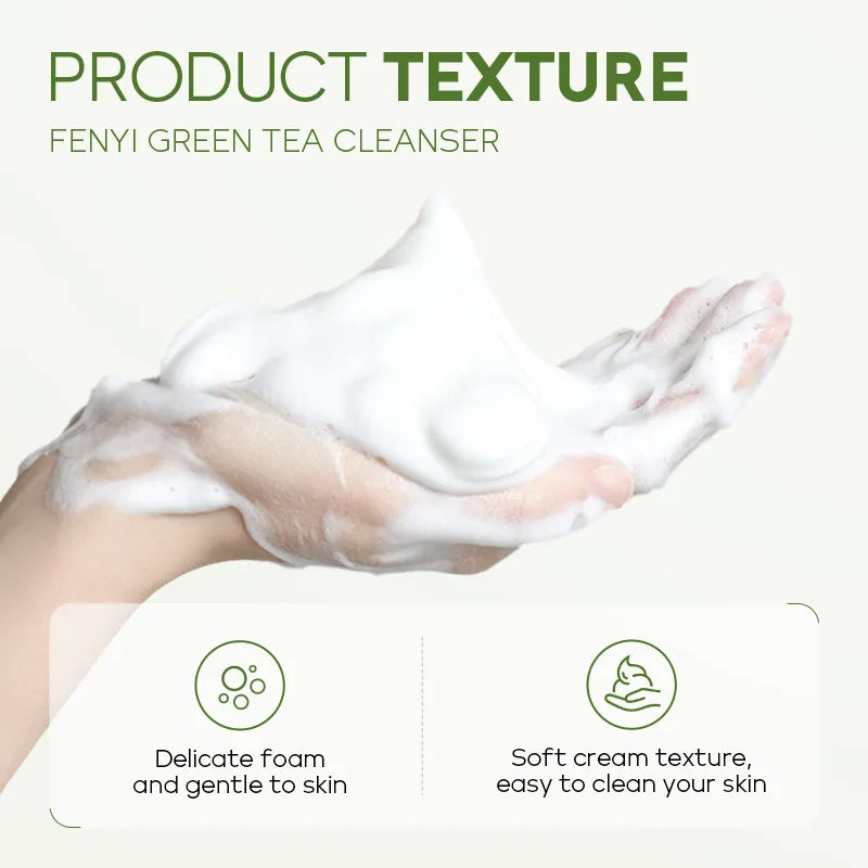 Limpiador Facial de té verde, 50g, plantas naturales, limpieza profunda, Control de aceite, hidratante, ilumina, suaviza la piel, espuma densa, cuidado de la piel