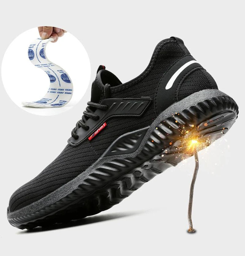 Zapatos de seguridad para el trabajo, antigolpes, con punta de acero, a prueba de perforaciones, zapatillas ligeras y transpirables, botas para hombres y mujeres, luz de aire