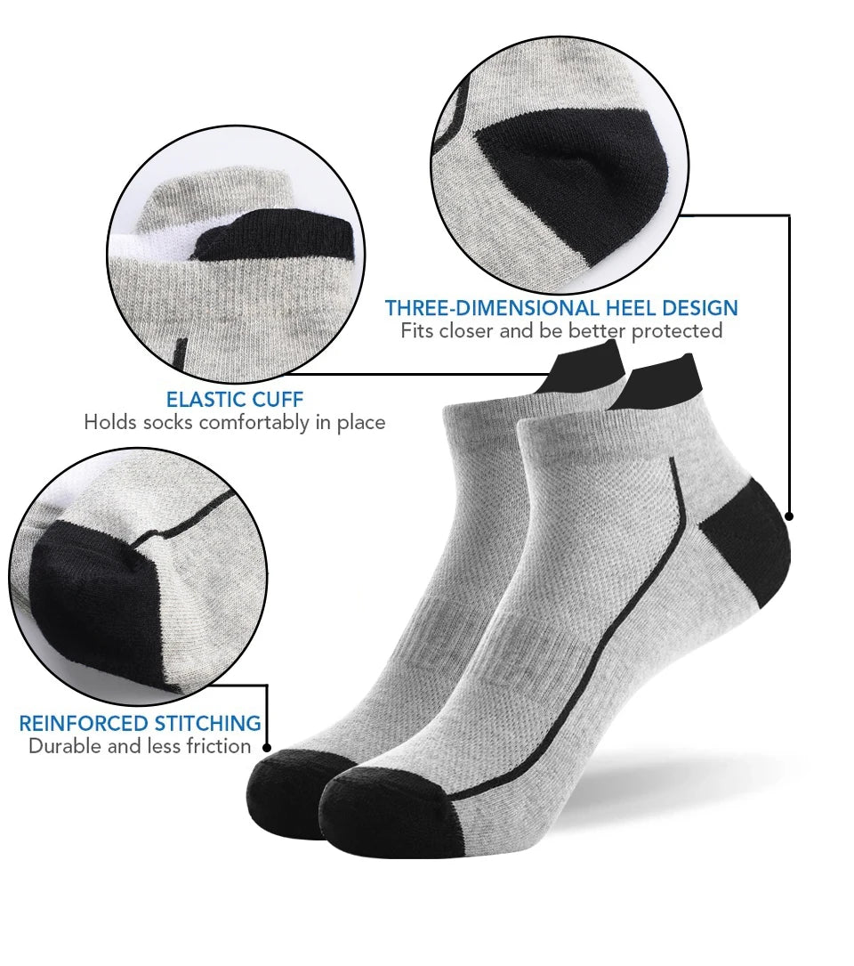 5 pares de calcetines de algodón orgánico para hombre, calcetines tobilleros de malla fina de punto, calcetines cortos transpirables de secado rápido para fitness de verano para ciclismo de talla grande