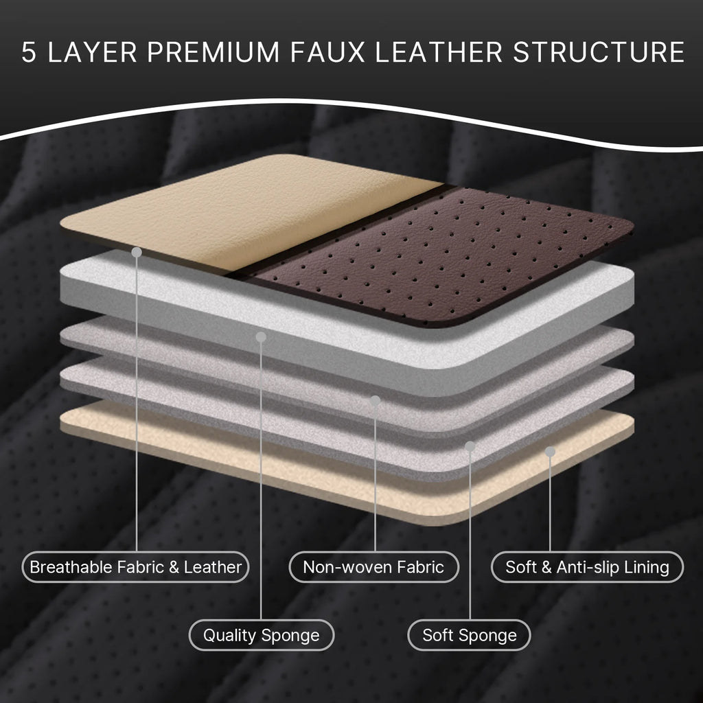 Xiangta Full Set 3D Car Seat Covers Universal Fit for Most Cars Breathable Nappa Leather Car Seat Cushion with Storage Bags