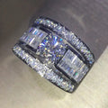 T0408 Diamond Ring Women's Round Brilliant Cut Natural Diamond Baguette Side Stones Classic Engagement Style