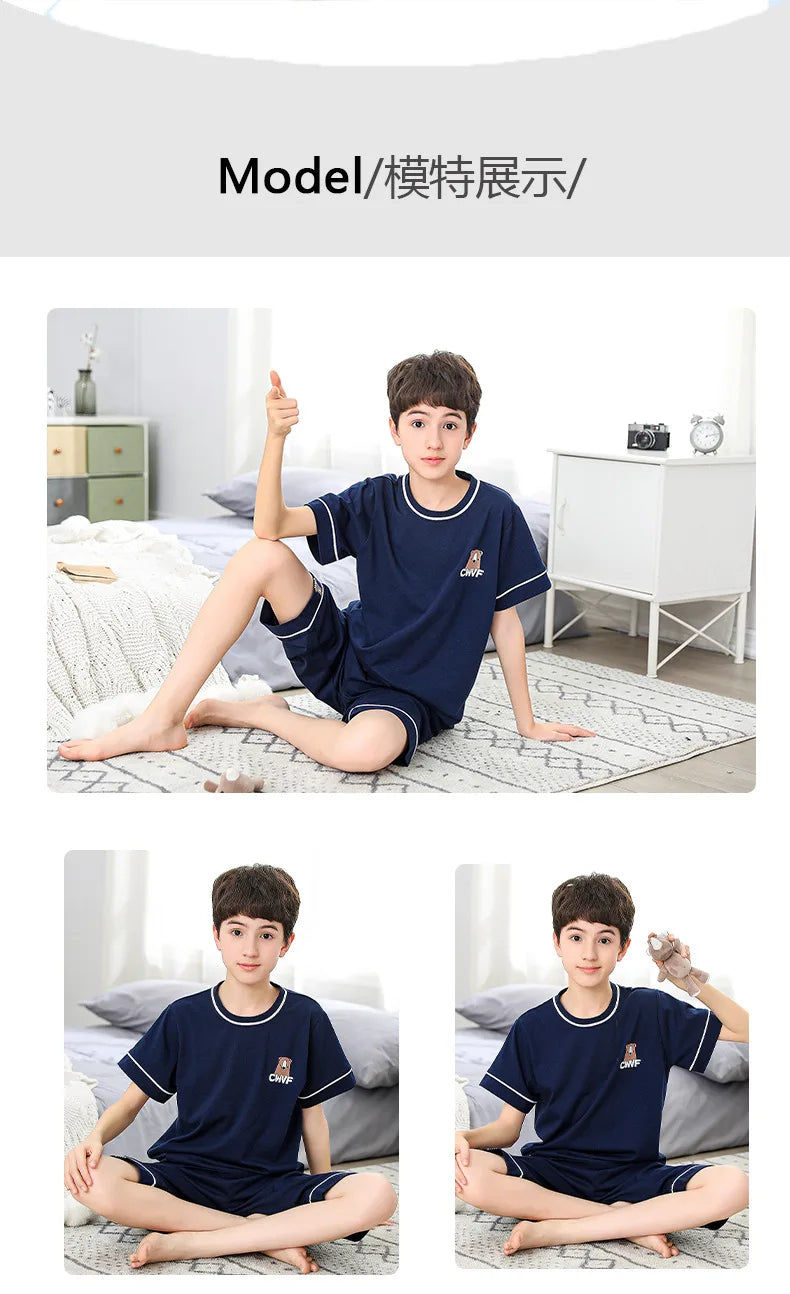 Pijamas de manga corta para adolescentes, 100% algodón, para niños grandes conjuntos de ropa, pijamas para niños, pijamas para niñas de 10, 12, 14 y 16 años