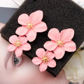 Pendientes coreanos grandes de doble flor para mujer, aretes llamativos de Metal para fiesta en la playa, joyería bohemia de moda, regalo para niña