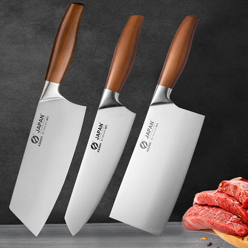 Juego de cuchillos de cocina de acero inoxidable, cuchillo para cortar carne, pescado, verduras, cuchillo de carnicero, cuchillo de Chef japonés con caja de regalo
