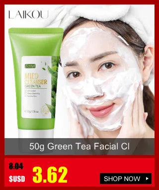 Limpiador Facial de té verde, 50g, plantas naturales, limpieza profunda, Control de aceite, hidratante, ilumina, suaviza la piel, espuma densa, cuidado de la piel