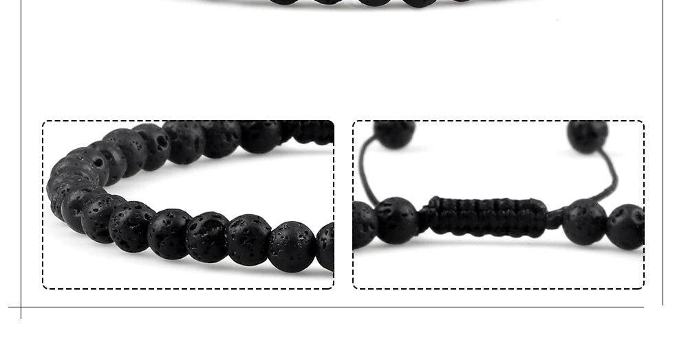 Pulsera ajustable de cuentas de Chakra de 4mm, Mini ágatas de piedra Natural, pulseras y brazaletes con cuentas de ojo de tigre de Lava, joyería de regalo para hombres y mujeres