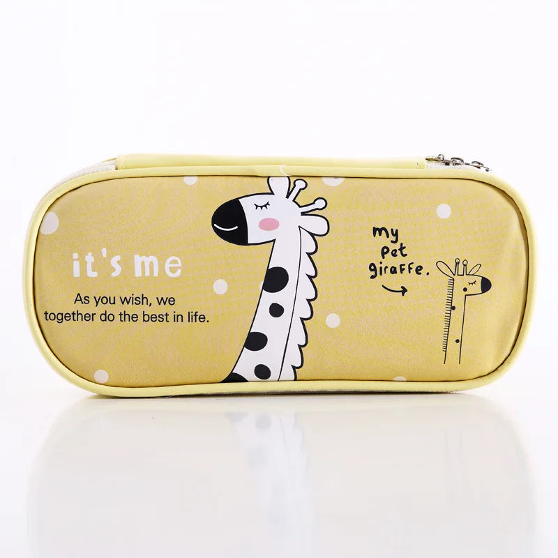 Estuche de cuero PU para lápices de dibujos animados, bolsa de almacenamiento de papelería escolar, estuche bonito para estudiantes, bolsa para bolígrafos para niños, regalos y premios