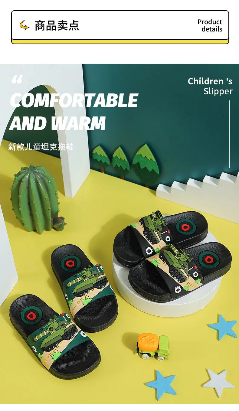 Zapatillas sin mangas de dibujos animados de verano para niños y niñas, chanclas de Pvc para el hogar, sandalias de playa antideslizantes para niños grandes de 3 a 14 años