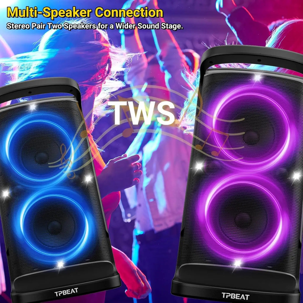 Speaker 160W peak Strong and Loud Stereo Deep Bass Wireless Boombox Portable Large Party Speaker Subwoofer Speaker