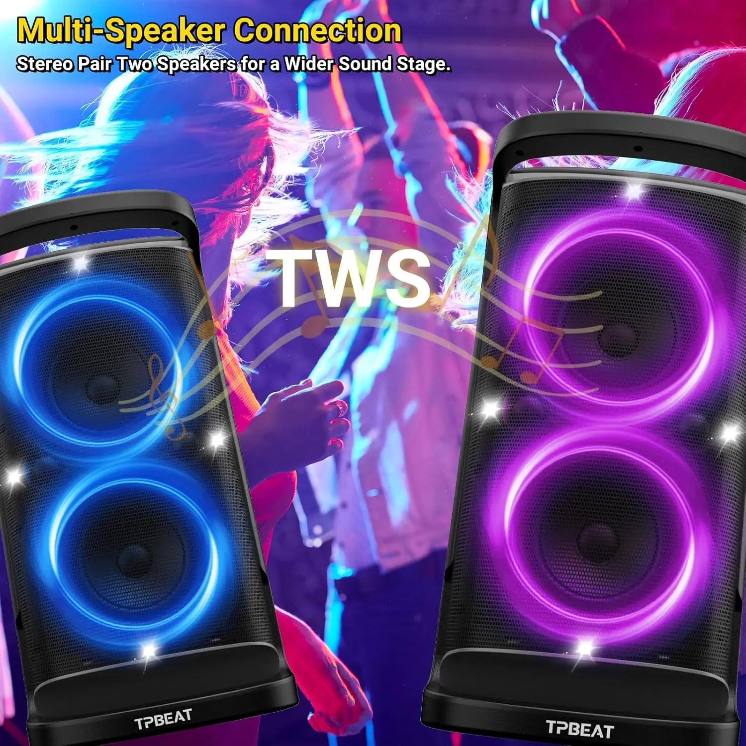 Speaker 160W peak Strong and Loud Stereo Deep Bass Wireless Boombox Portable Large Party Speaker Subwoofer Speaker