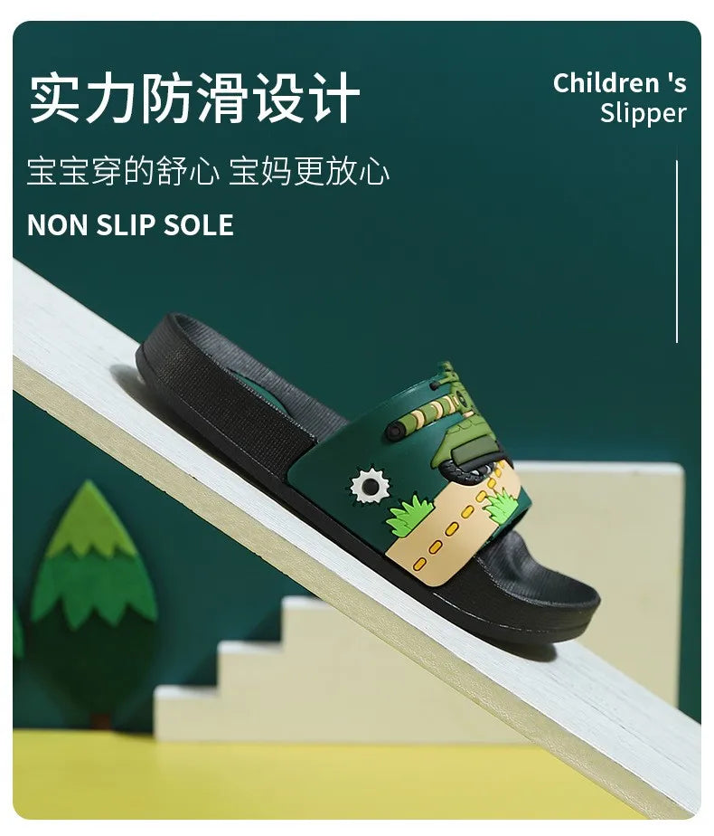 Zapatillas sin mangas de dibujos animados de verano para niños y niñas, chanclas de Pvc para el hogar, sandalias de playa antideslizantes para niños grandes de 3 a 14 años