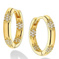 E3838 Gold Hoop Earrings Women's Classic Flower Design Zircon Stone Alloy Jewelry Round Brilliant Cut Claw Setting